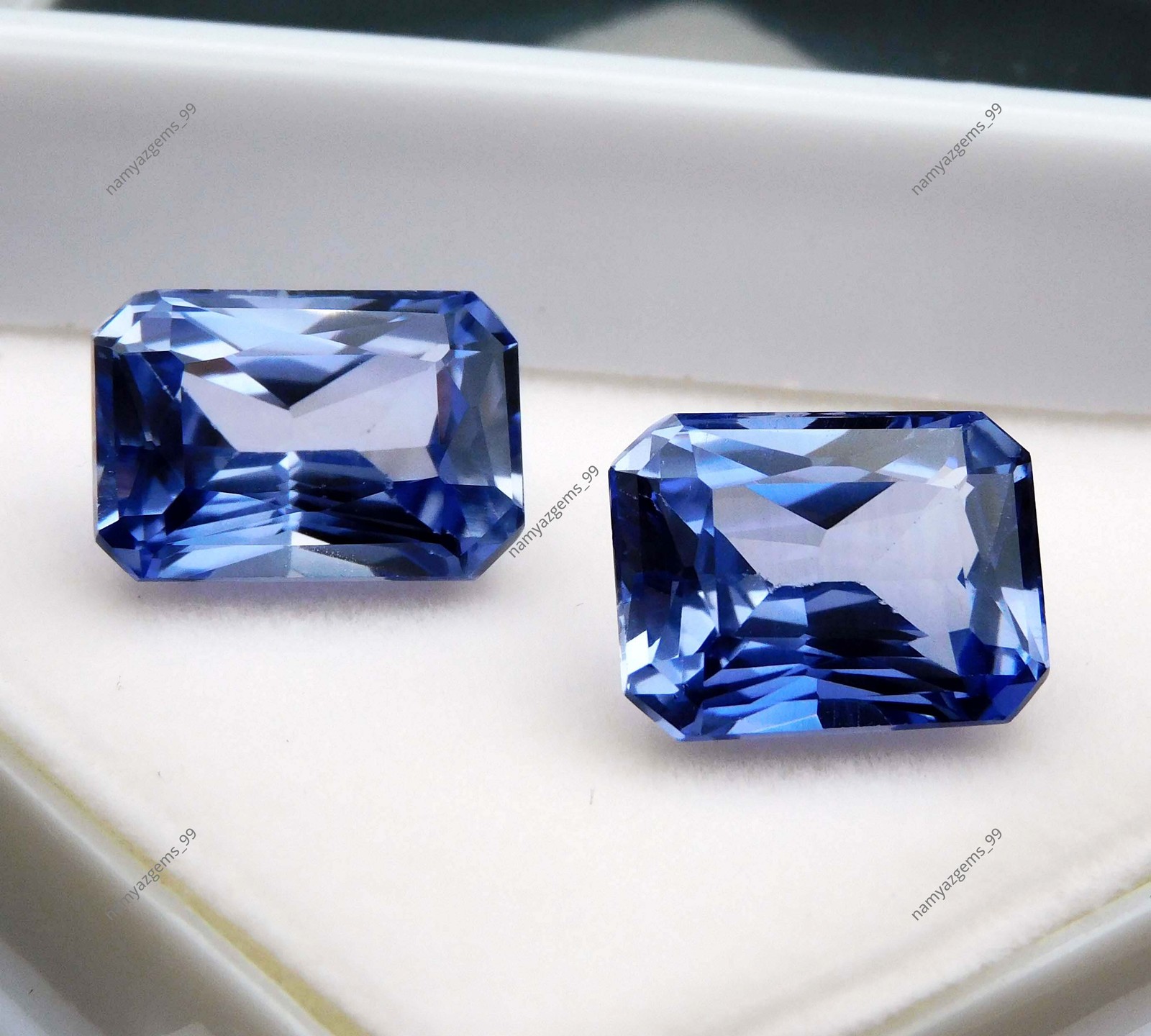 21 Ct Natural Blue Tanzanite Emerald Cut Certified AAA Loose Gemstone Pair