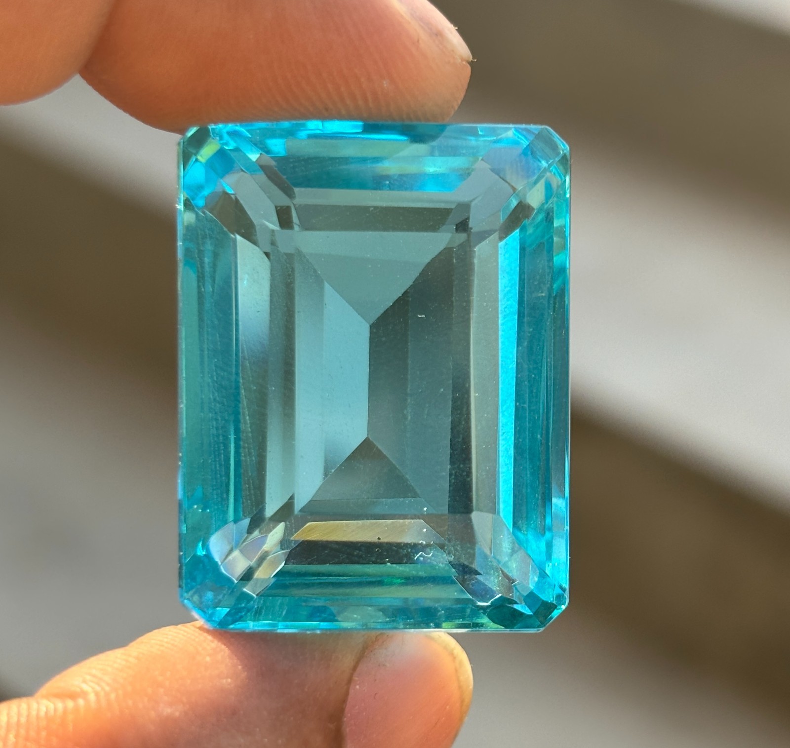Certified 105 Ct Natural Emerald Cut Sky Blue Aquamarine Loose Gemstone BEST