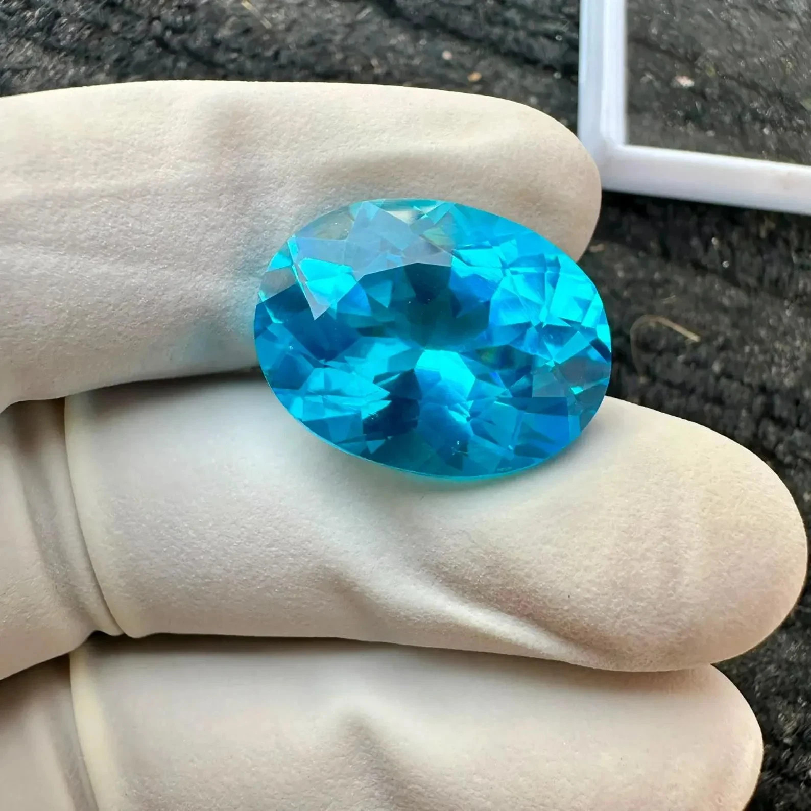 Natural Certified Neon Blue Paraiba Tourmaline 31.44 Ct Oval Cut Loose MR Gems A
