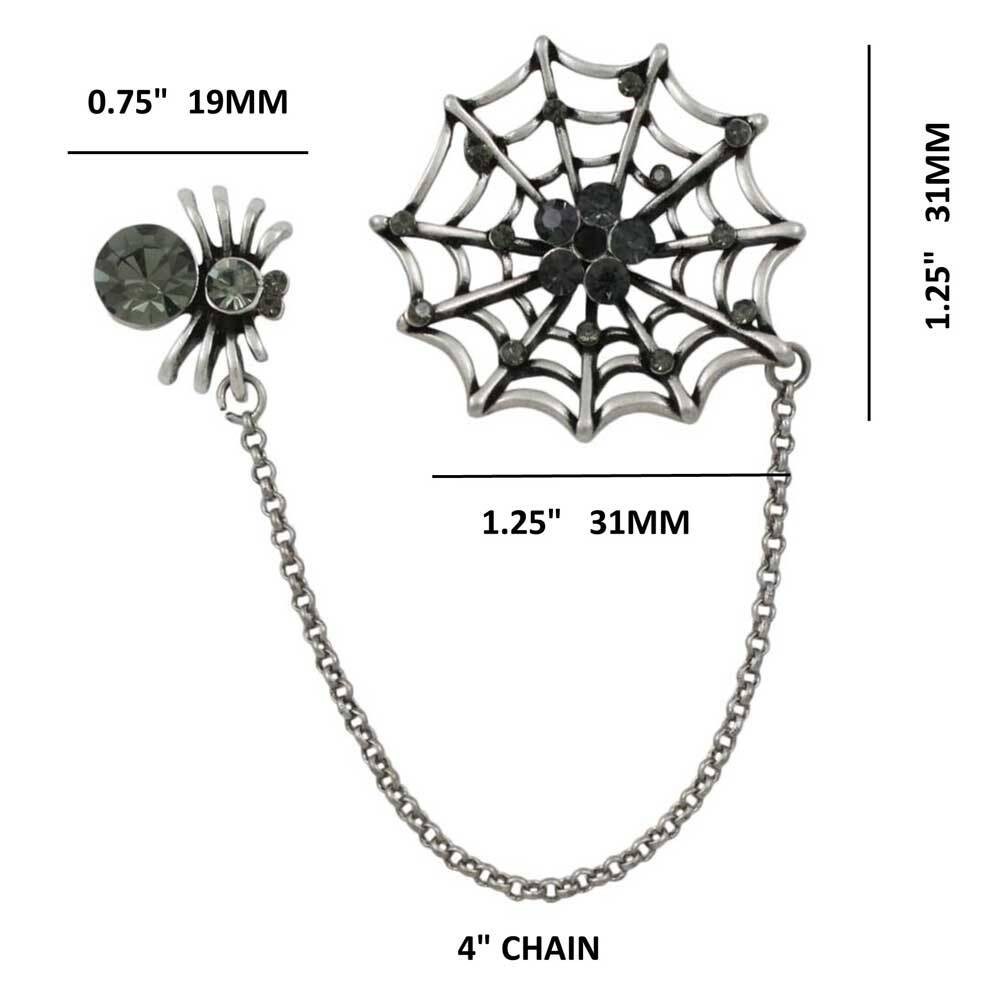 Black Crystal Spider and Web Jewelry Brooch Pin – PRA702