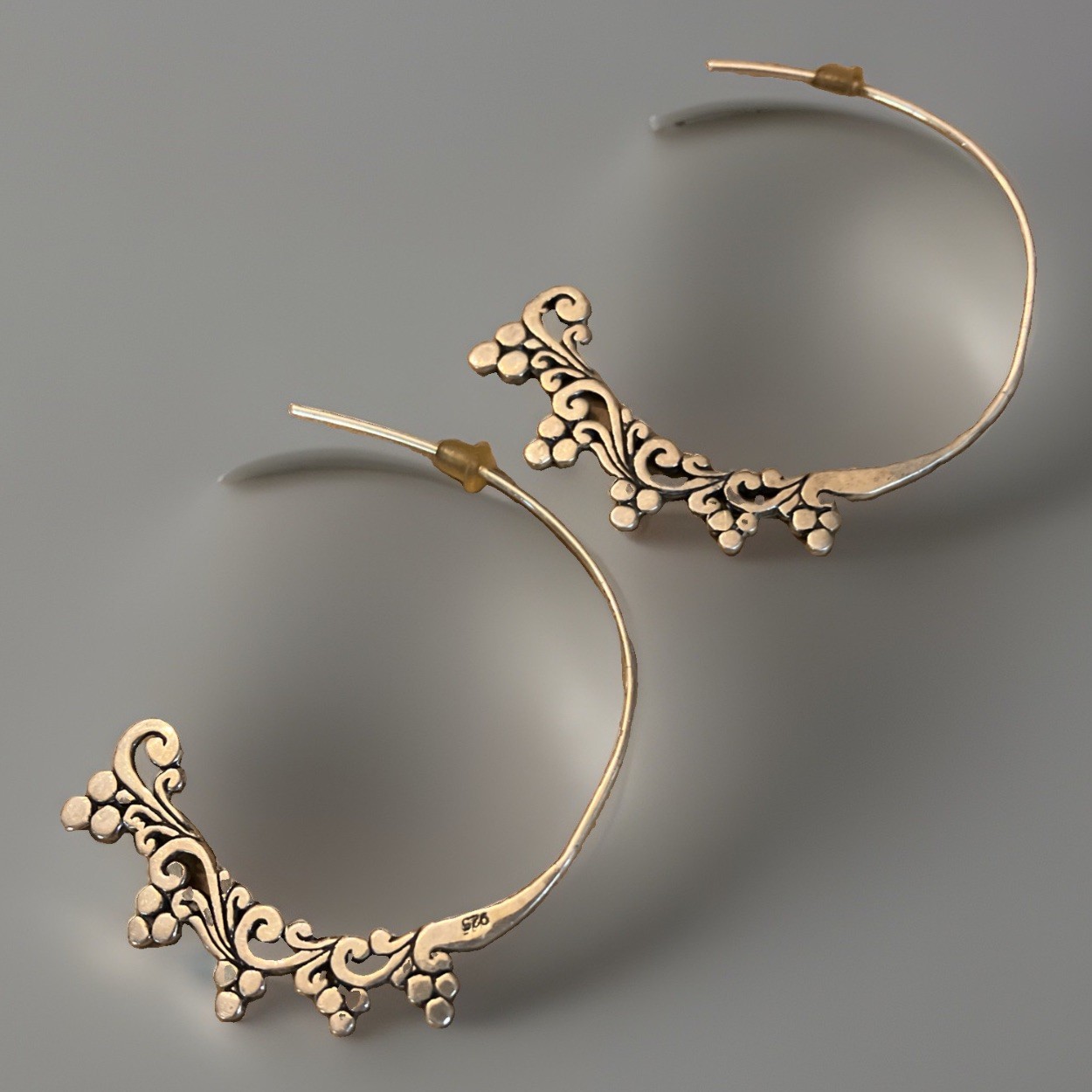 Elegant Floral Sterling Silver Threader Earrings 925