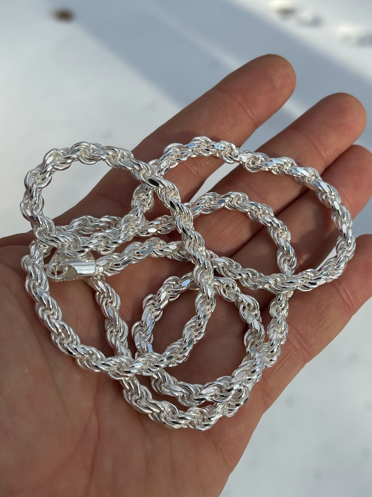 Men’s Rope Chain Real Solid 925 Sterling Silver Necklace 6mm 18″-30″ ITALY MADE