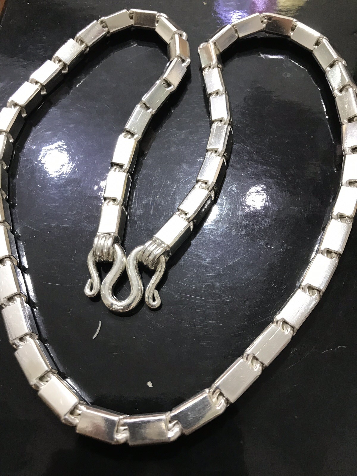 999 FINE silver Handmade Baht Box Chain Necklace Approx 250.00 Grams 24 inch