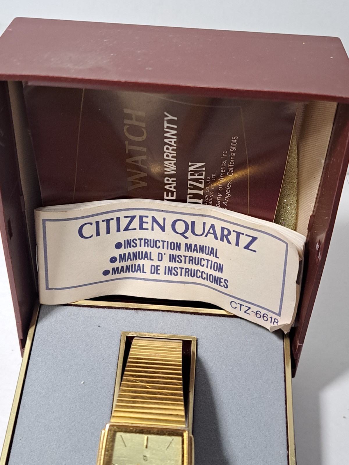 Vintage Citizen CQ Quartz Gold Tone Mens Tank Watch 3630-894600
