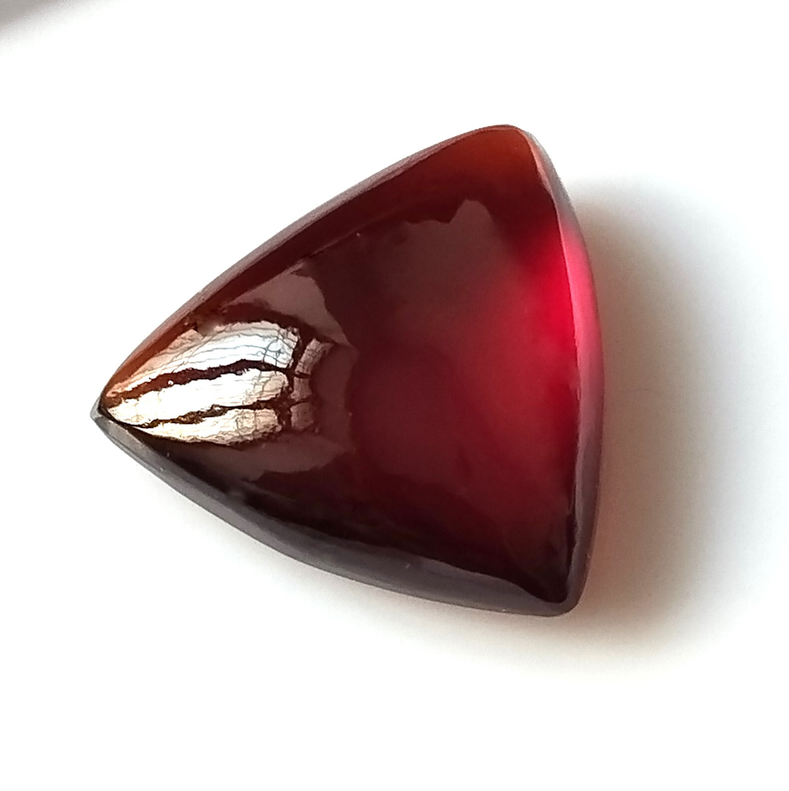 Red Hessonite Garnet 14.6X14 mm Trillion Cut Cabochon Natural Gemstone 9.05 CTS