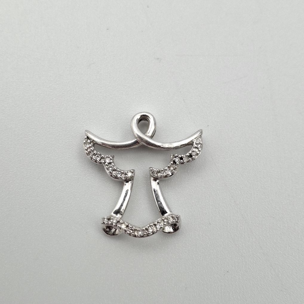925 Sterling Silver Round Diamond Accent Angel Outline Silhouette Slide Pendant