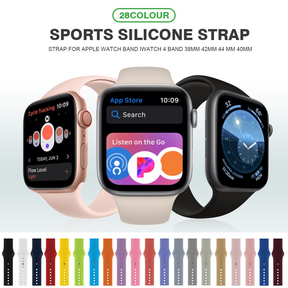 Silicone Band Strap for Apple Watch Series 1/2/3/4/5/6/SE Sports 38/40/42/44mm