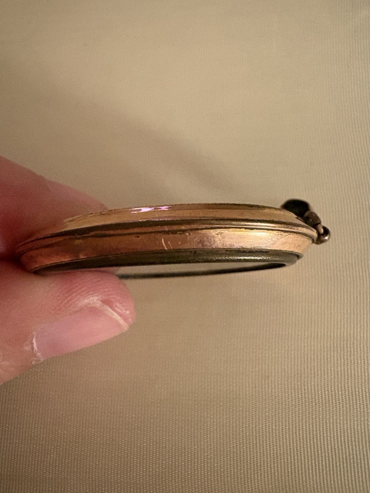 Antique Oval Rolled Gold? Double Sided Glass Front Locket Pendant 2 Photos