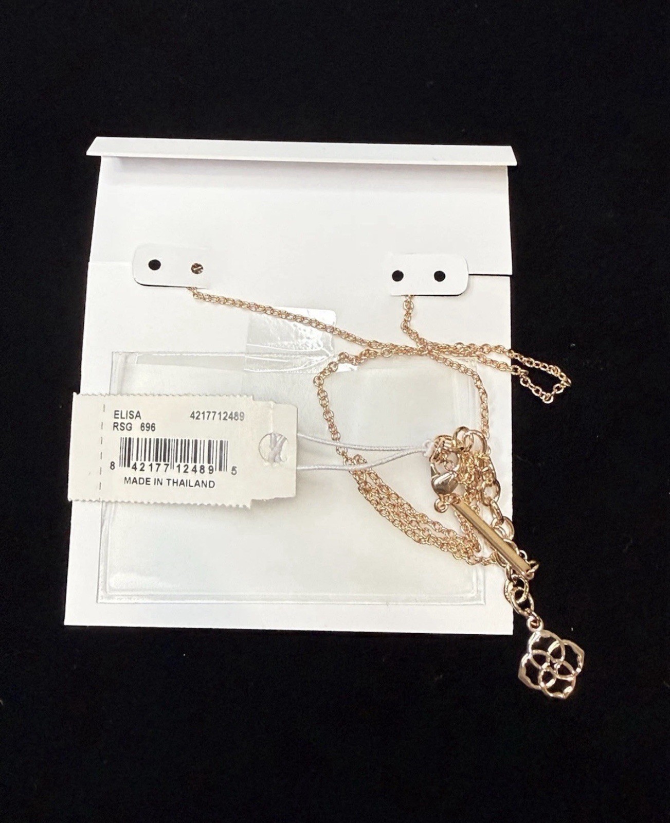 New Kendra Scott Elisa Rose Gold Pendant Necklace in Gold Drusy