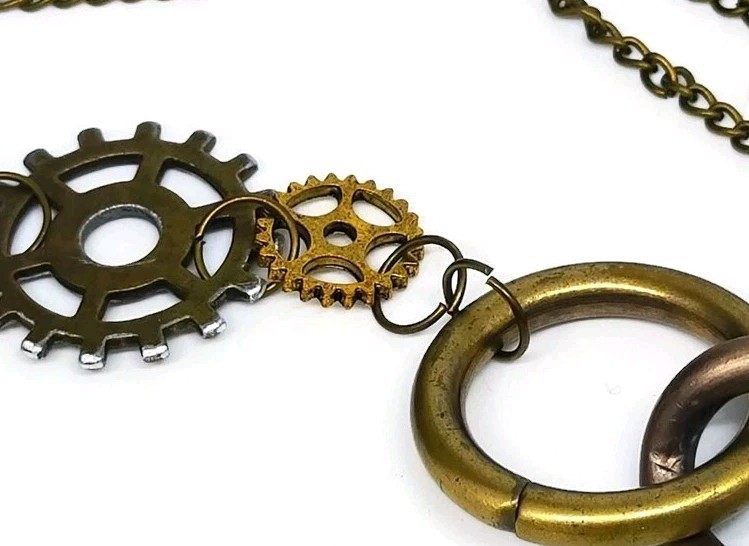 82cm Upcycled Steampunk necklace, Statement Steampunk Necklace Jewellery