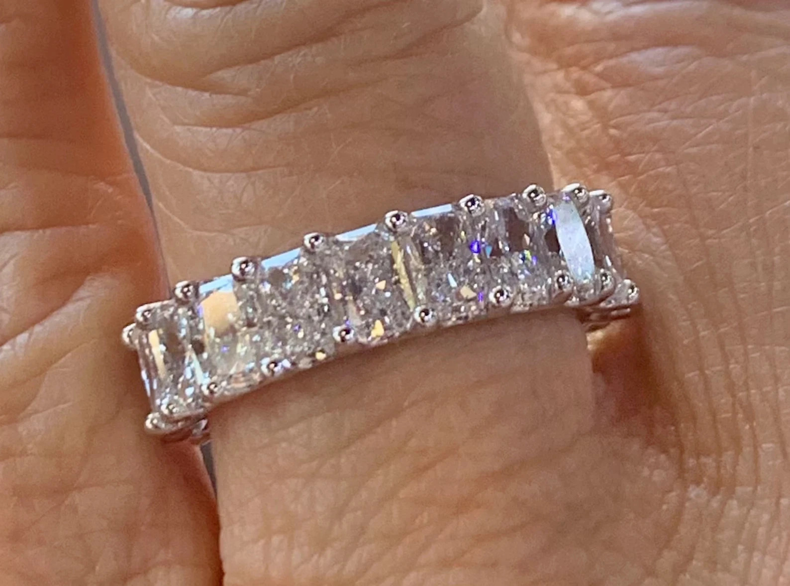 3Ct Lab Created Diamond Radiant Eternity Wedding Band Ring 14K White Gold Plated