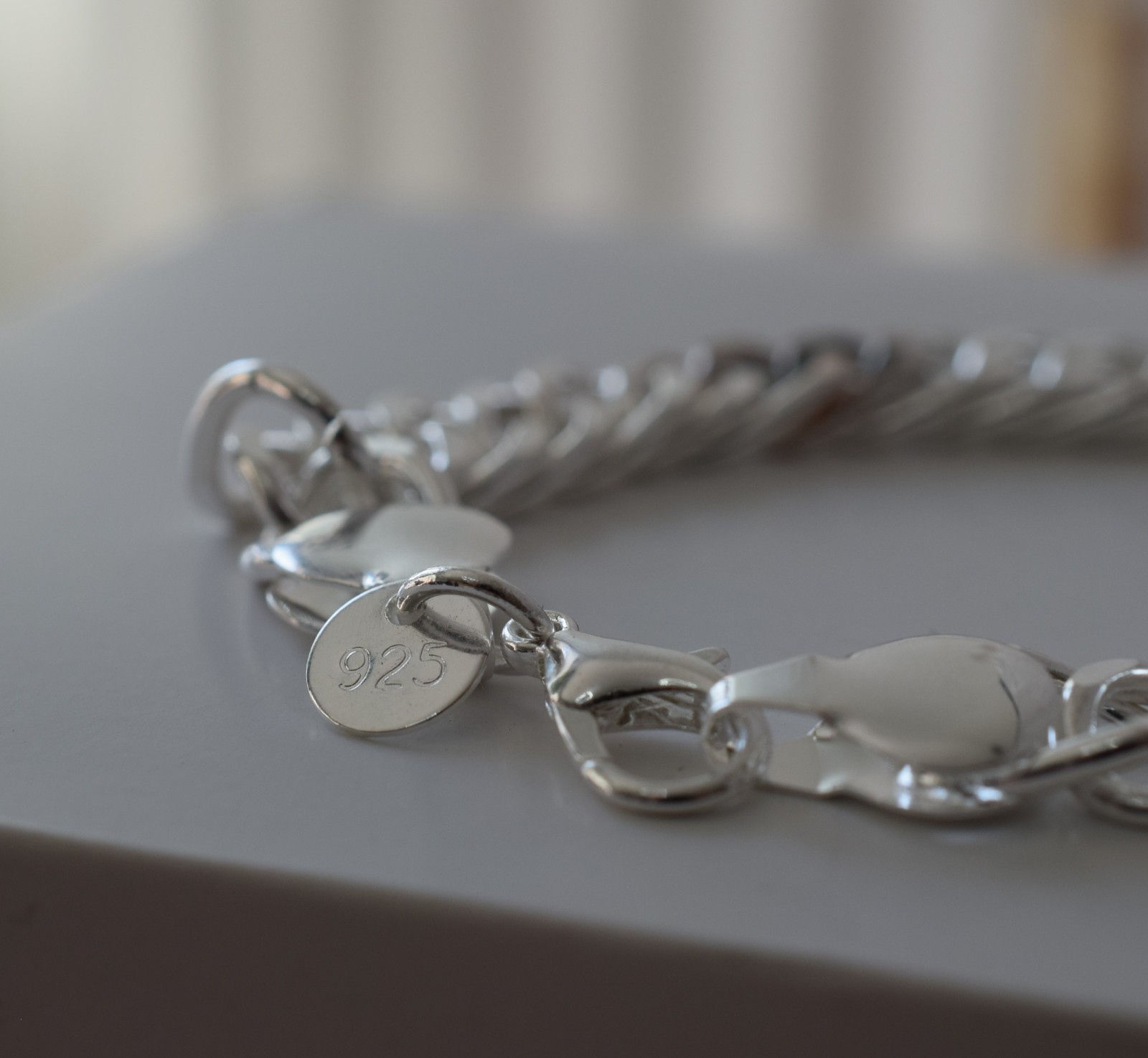 925 Sterling Silver Cuban Curb Bracelet 20cm + Gift Box
