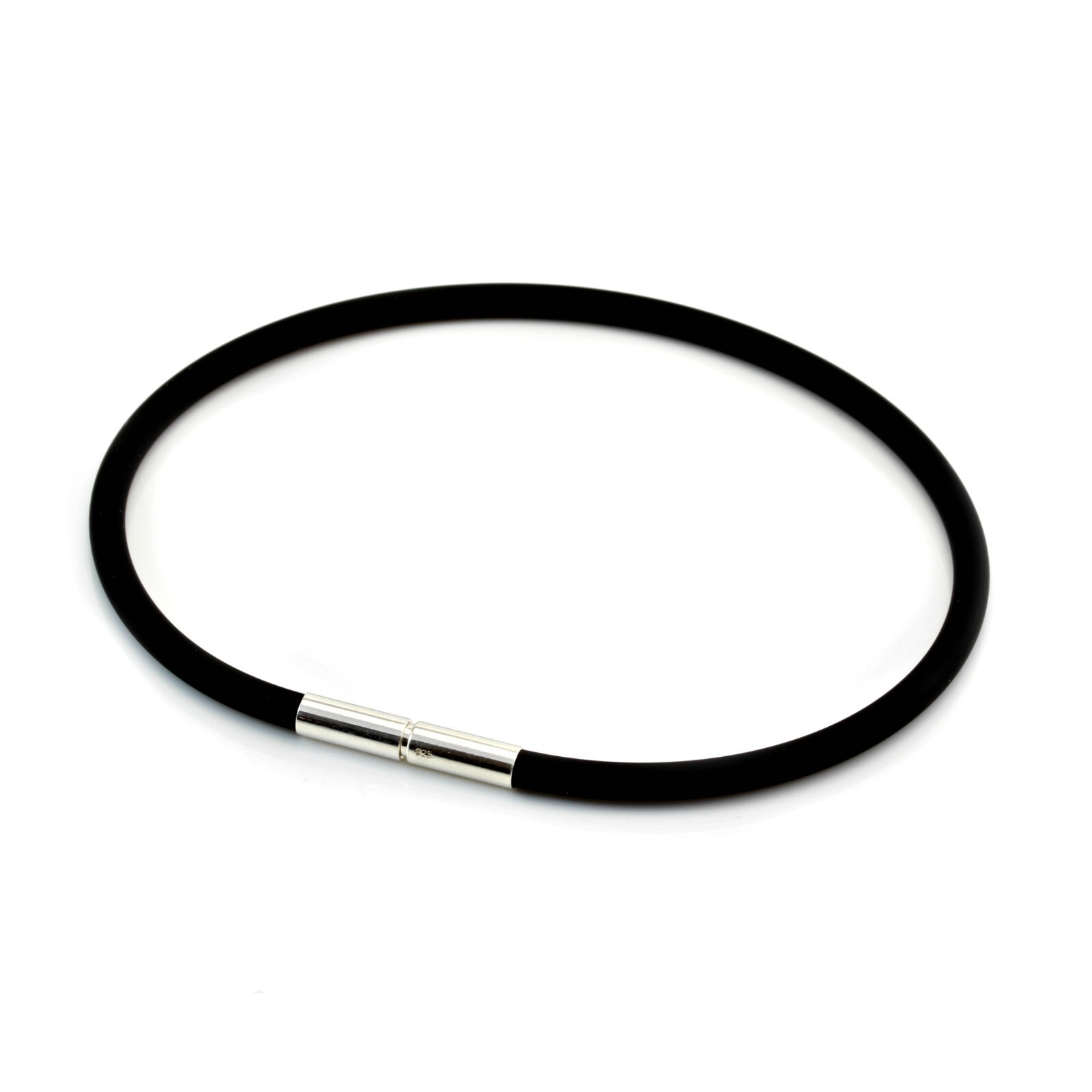Men’s/Ladies 3mm Rubber Bracelet–Sterling Silver Twist Clasp–Minimalist bracelet