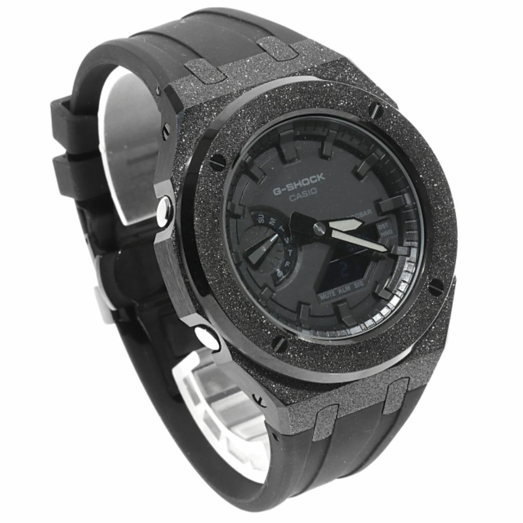 G-Shock GA2100 Frosted Custom Blackout Rubber Band Casioak Black Belt BLACKOUT G