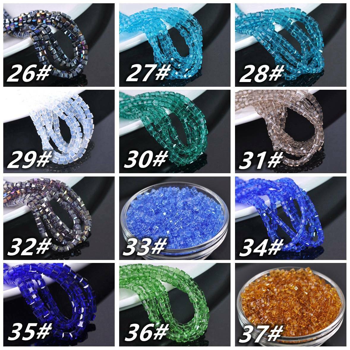 100pcs 3mm Cube Square Faceted Crystal Glass Loose Spacer Crafts Beads lot