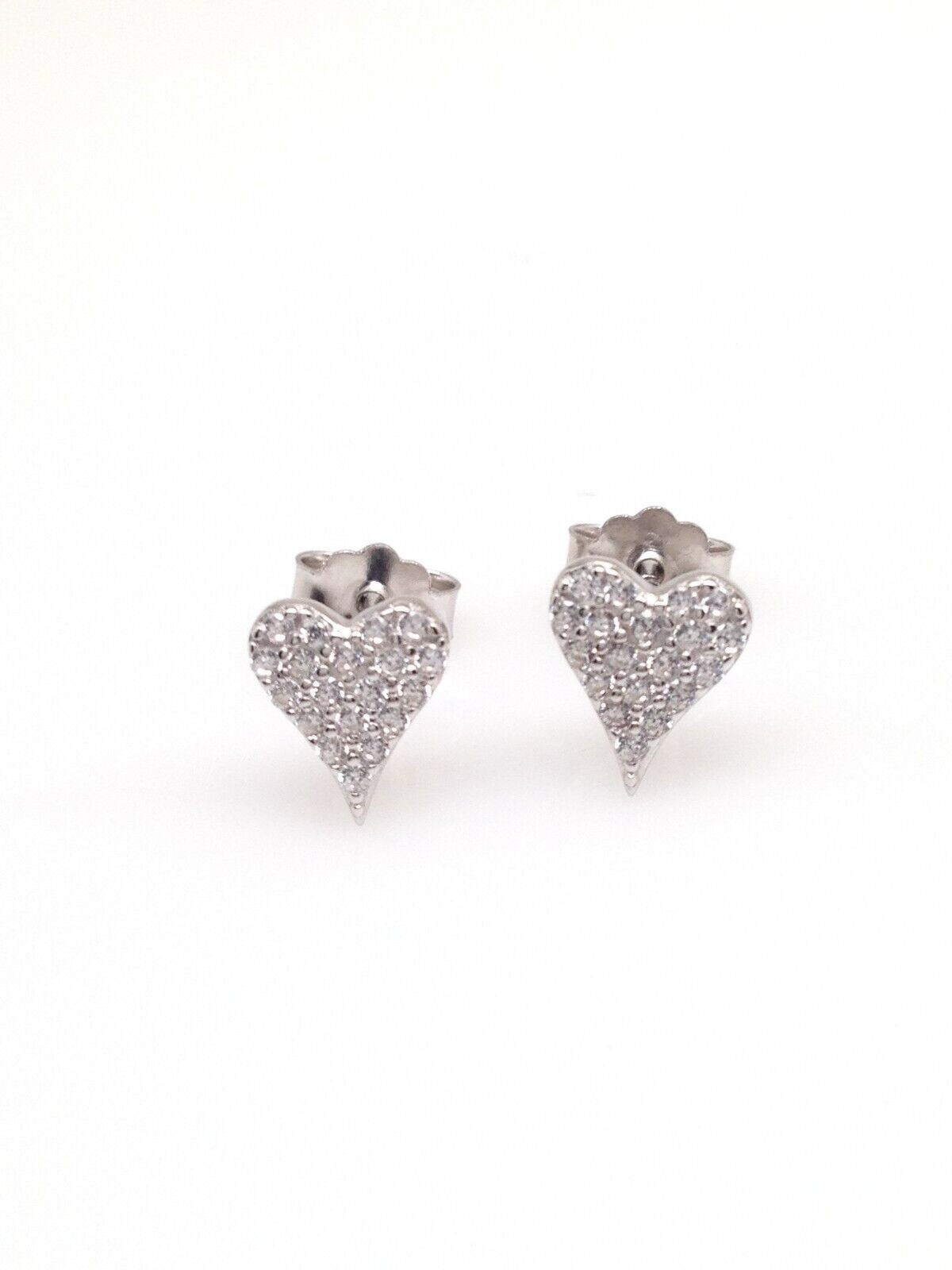 Pave Cz Heart Stud Earrings 925 Sterling Silver Small Tiny Post Studs 8mm(0.31′)