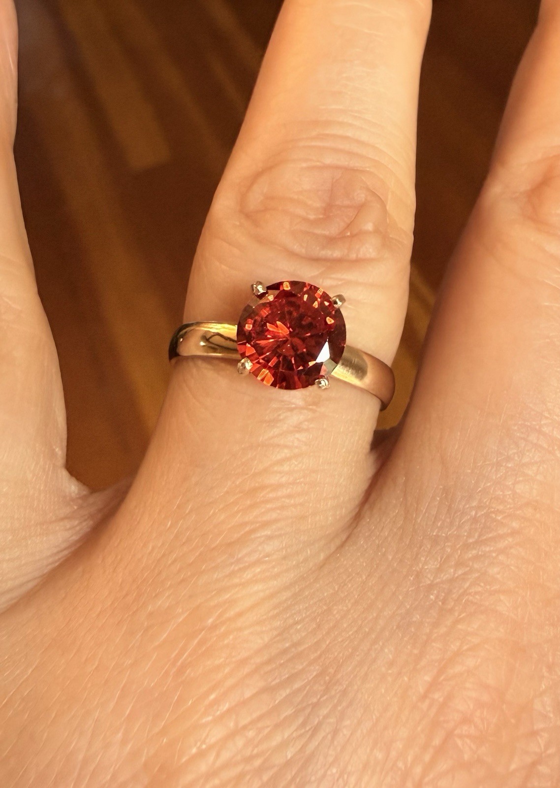 14k Yellow Gold Natural Ceylon Orange Sapphire Ring