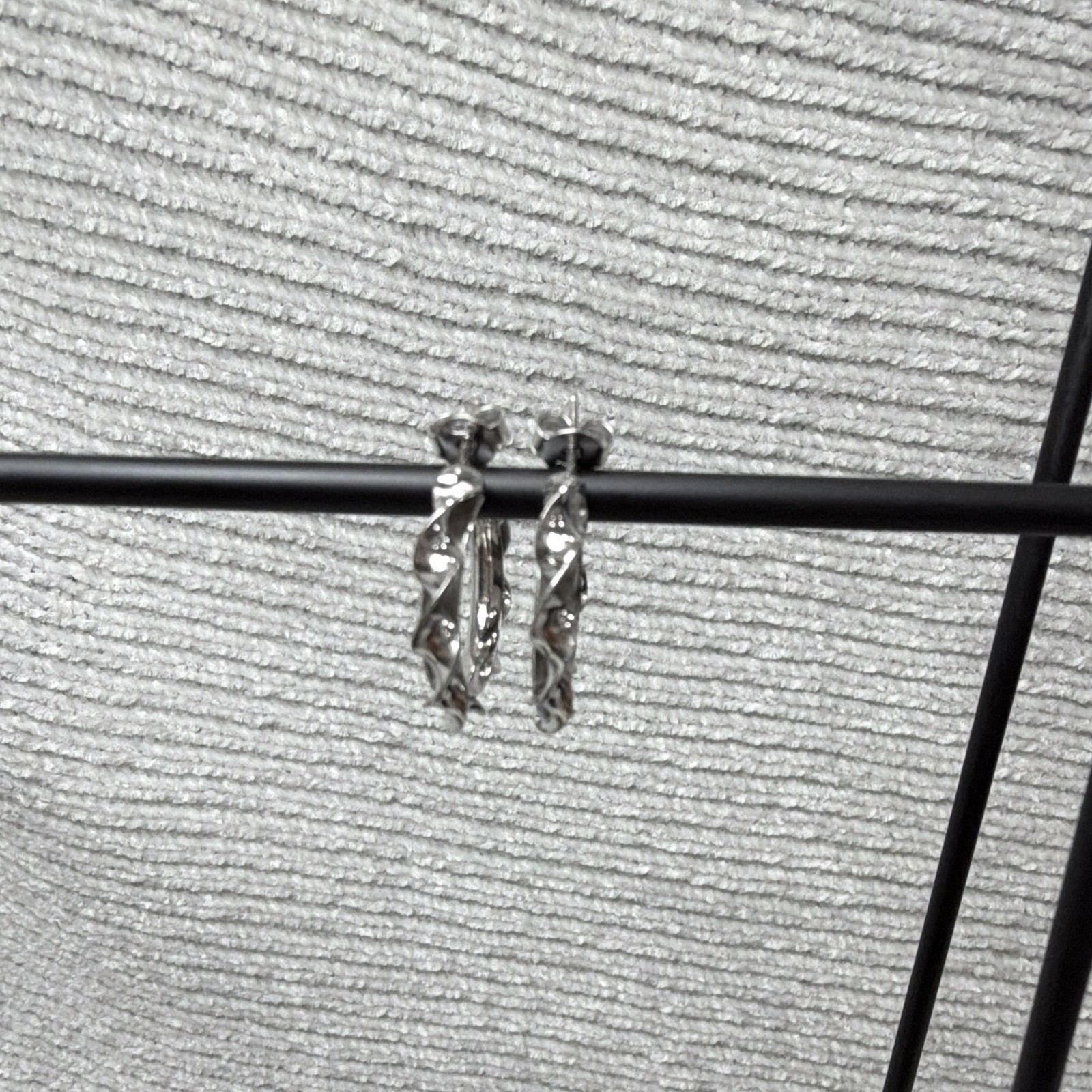 New 925 Sterling Silver Twisted Hoop Earrings 24.7MM Round