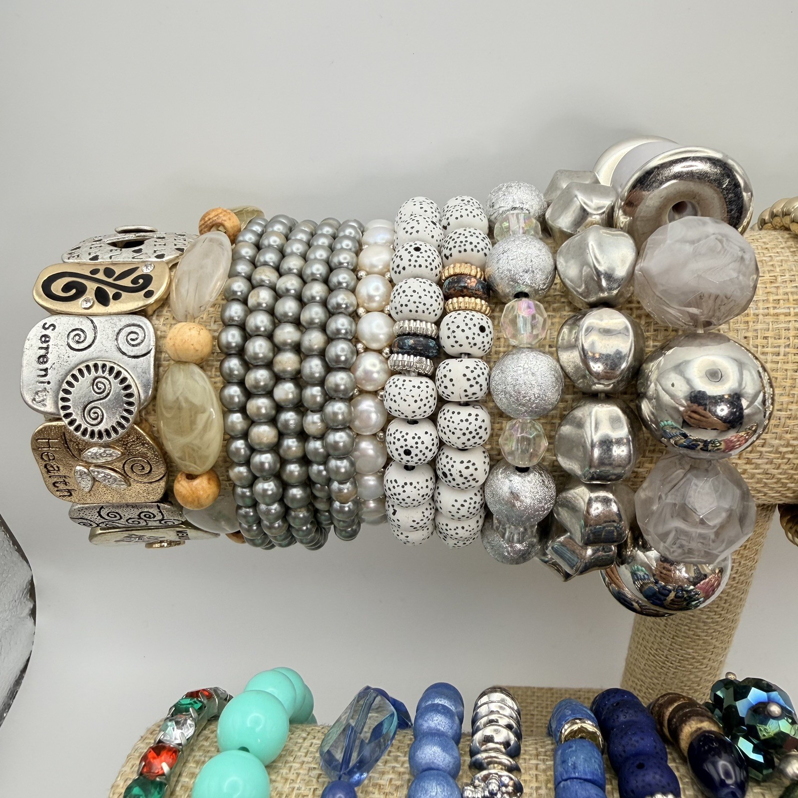 Vintage To Now Stretch Bracelets Mixed Beaded Glass Rhinestone Boho Bundle