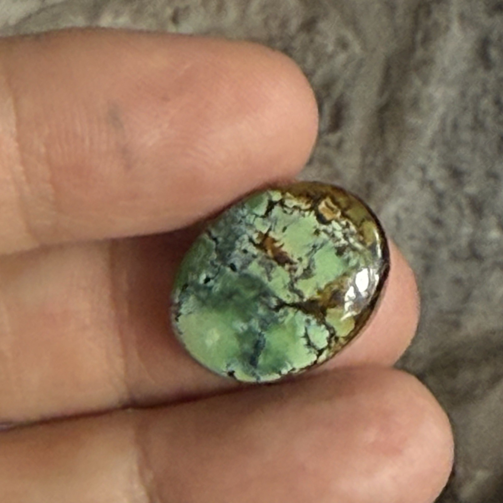 14.10ct 18.7c14.7×6.5mm Green Qingu Mine Turquoise Oval Cabochon Backed Stone