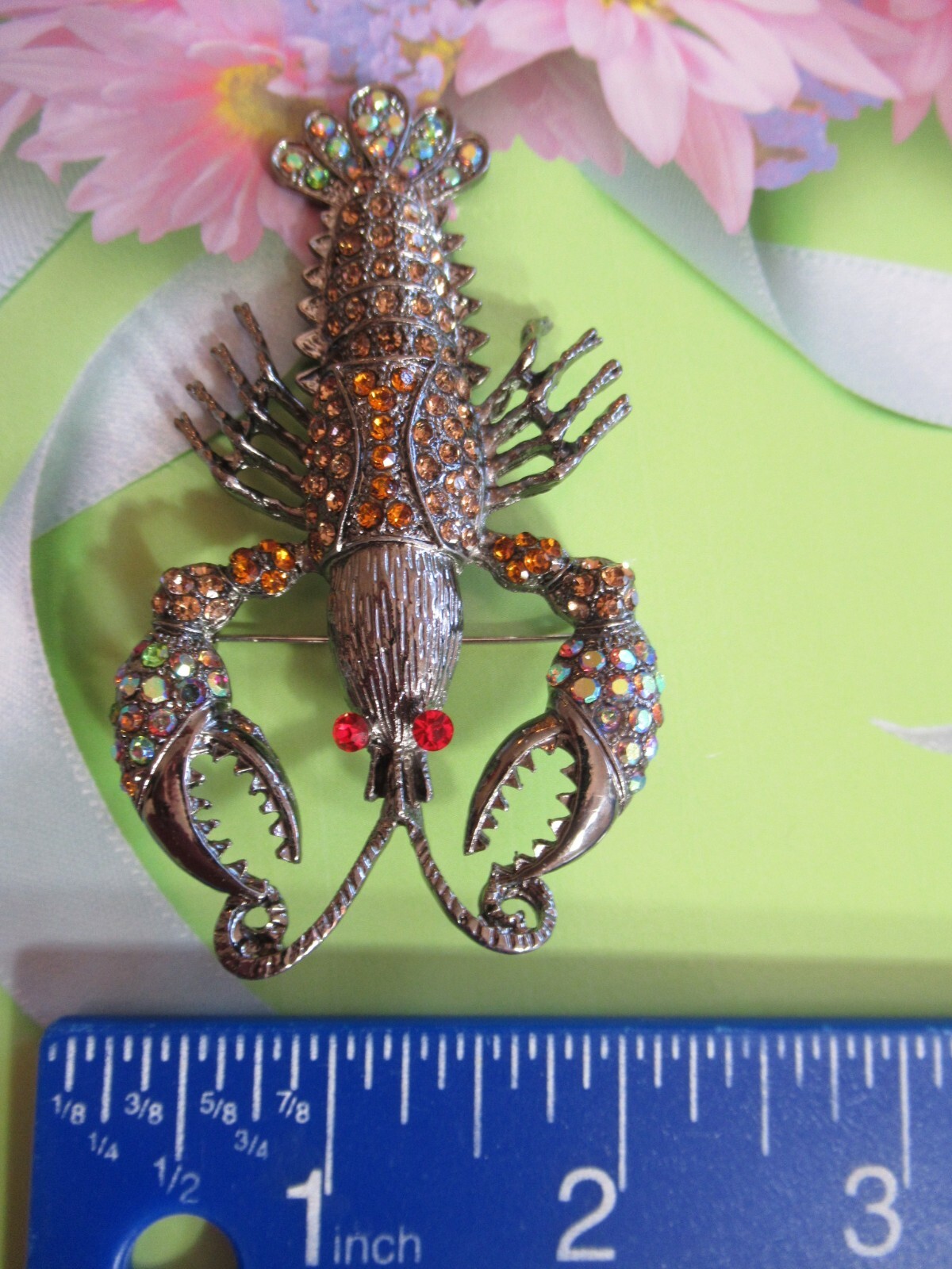 LOBSTER CRAWFISH MULTI-COLOR RHINESTONES CLEAR GEMSTONE BROOCH YOU CHOOSE