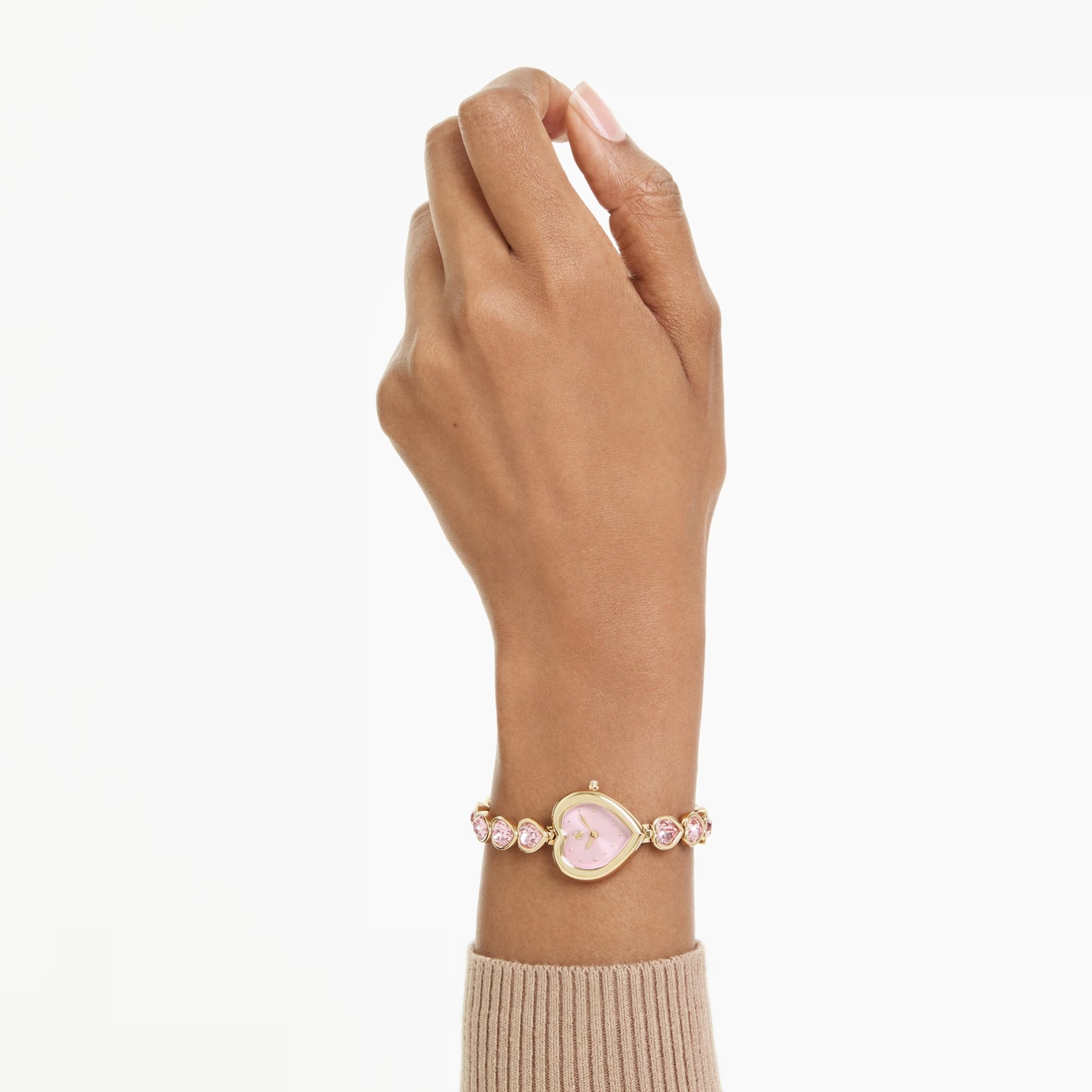 Swarovski Idyllia Heart Watch, Crystal Bracelet, Pink, Gold Tone Finish 5741519