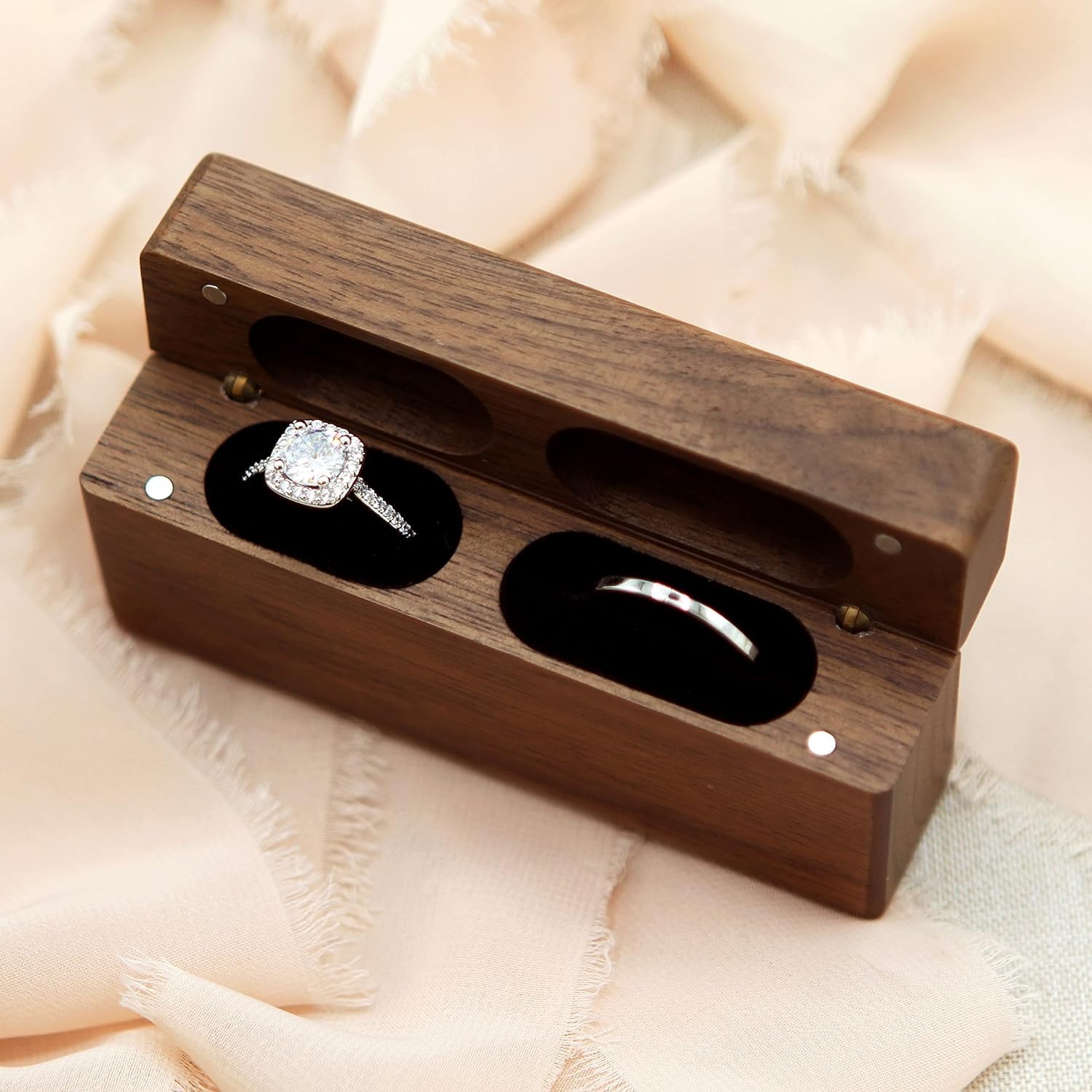 Slim Wooden Ring Case for Wedding – Ring Bearer Box