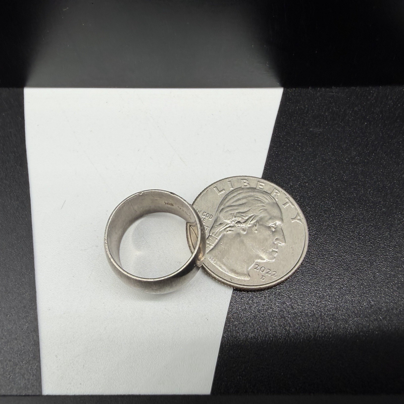 Vintage NB Sterling Silver 10mm Wide Simple Plain Cigar Band Size 5 Ring 6.4g