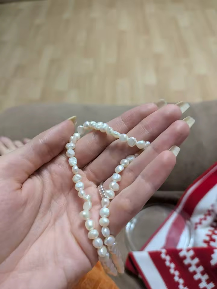White Rice Pearl Beaded Choker Necklace 925 Silver 16 or 18 or 20 Inches