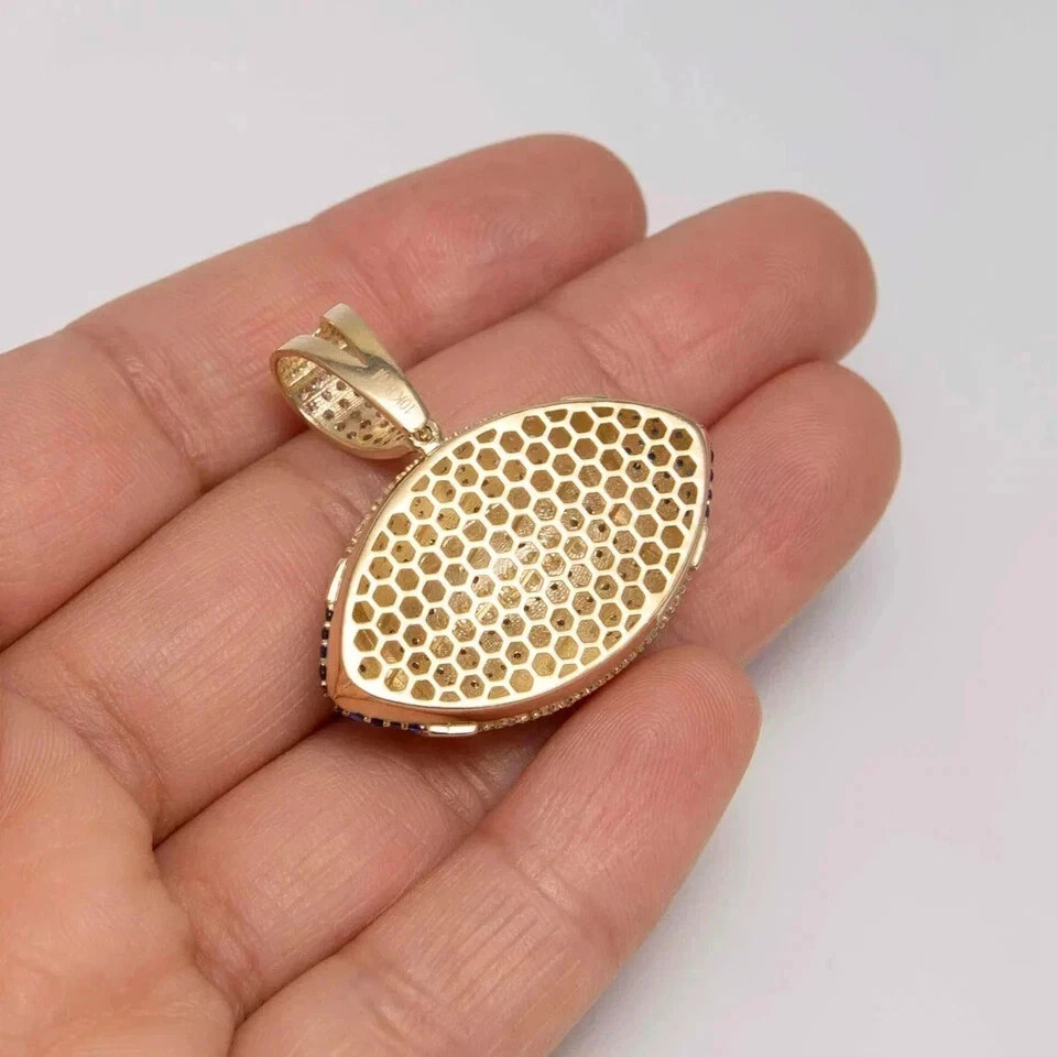 2.00 Ct Lab-Created Blue Sapphire Dallas Cowboys Pendant 14k Yellow Gold Plated