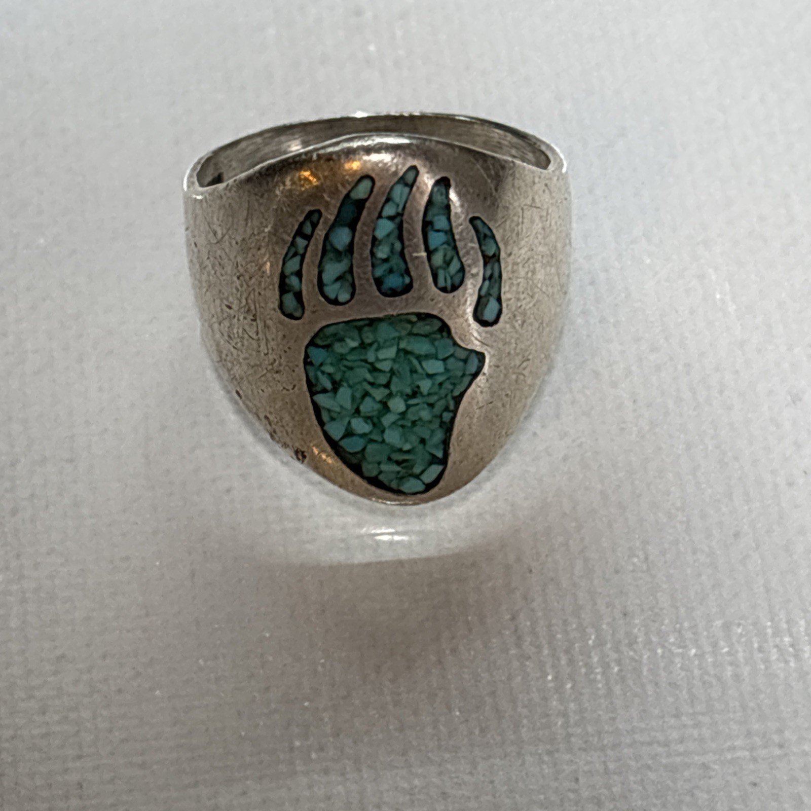 Vintage Navajo Sterling Silver Bear Paw Ring, Size 9 1/2 CL-22