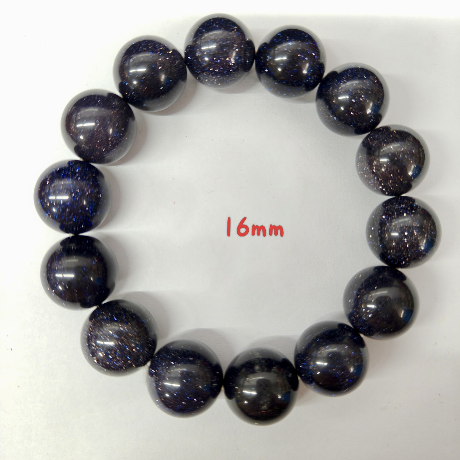 1 Strand 16mm Blue Sand Stone Gemstone Round Beads Stretch Beaded Bracelet H15
