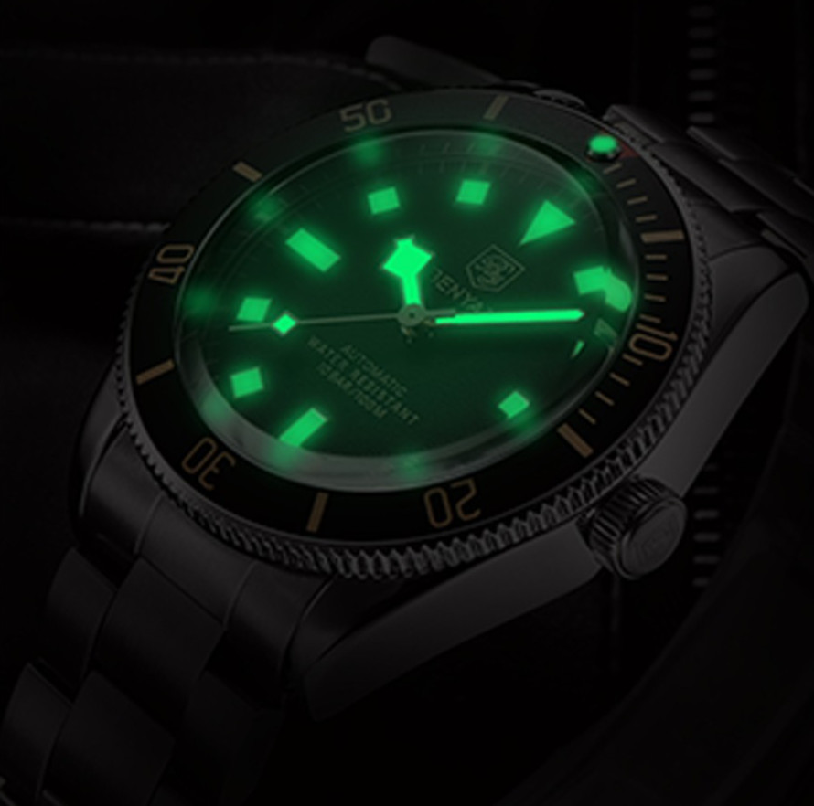 Mens Automatic Watch 42mm Stainless Steel Mechanical Waterproof 100M Diver Bezel