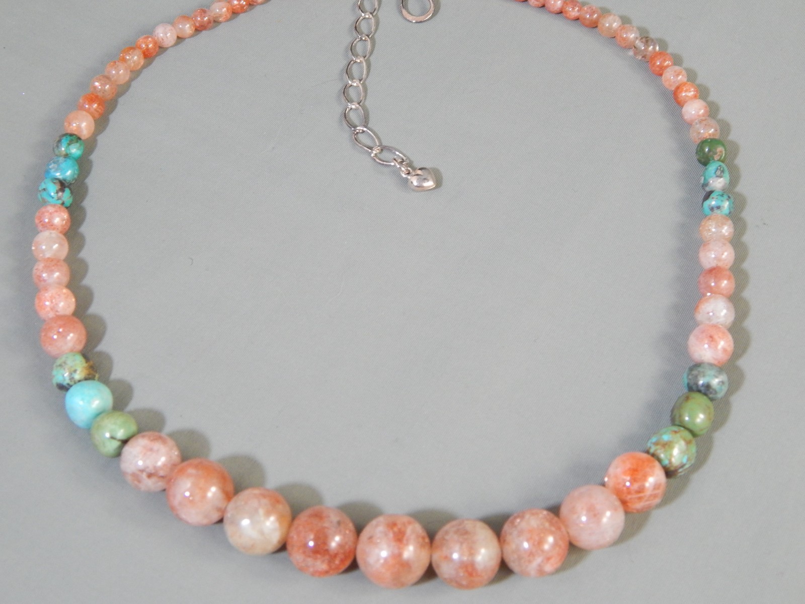 DTR Mine Finds By Jay King Graduated Sunstone & Turquoise Bead Necklace 18-20″