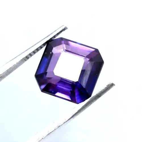 Natural 5.85 Ct Purple Asscher Cut Tanzanite Faceted Certified Loose Gemstone