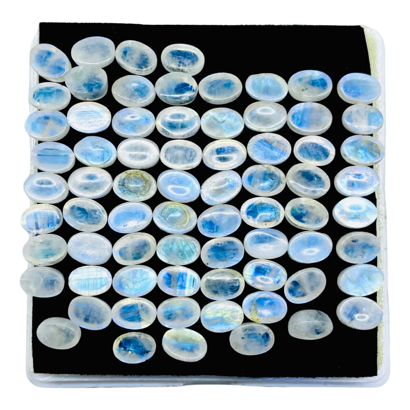100 Pcs Natural Rainbow Moonstone 7x5mm Oval Loose Cabochon Gemstones Lot