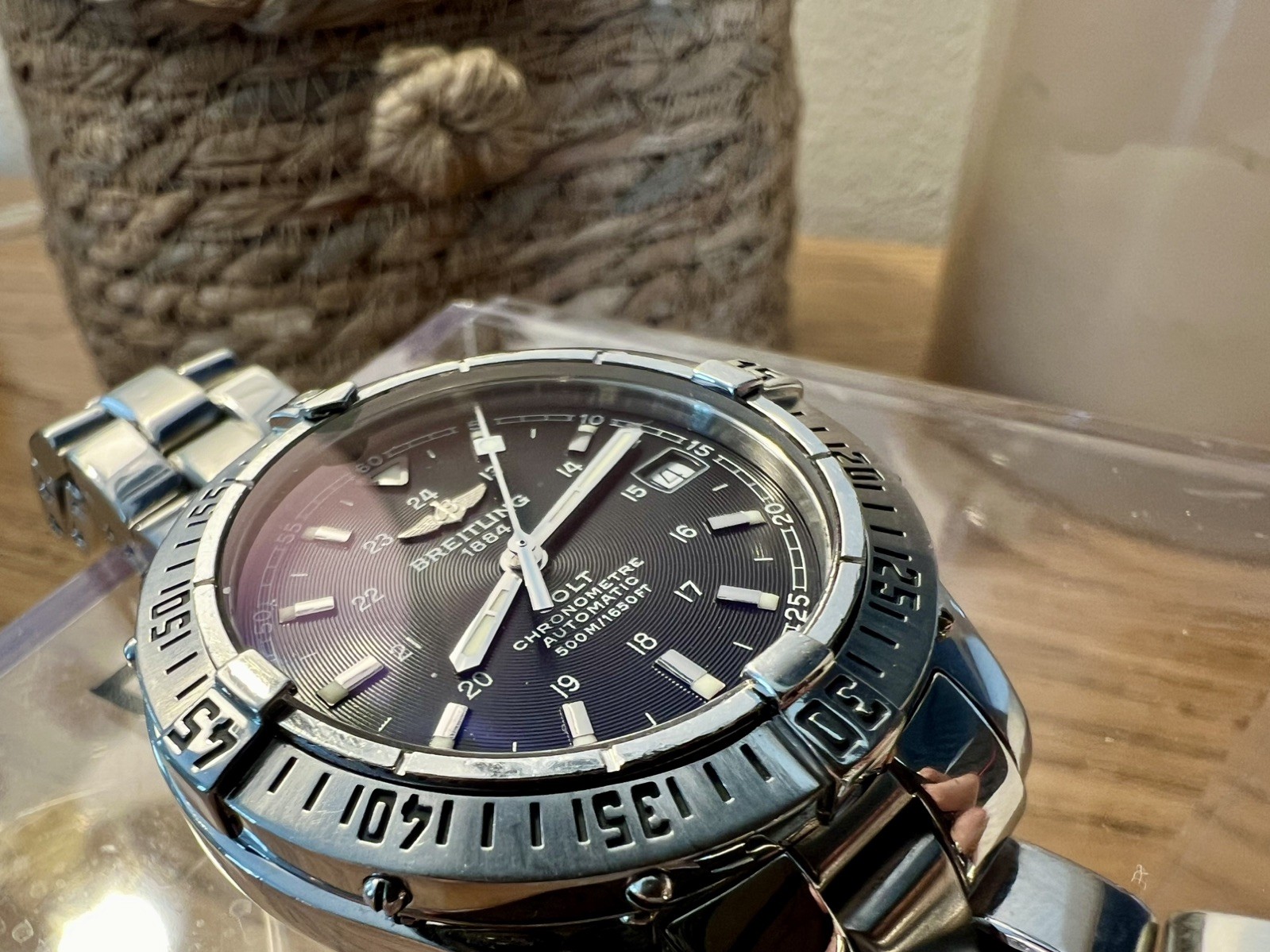 Breitling Colt Ocean Automatic Watch 38mm Black Dial A17350 w/ OEM Bracelet