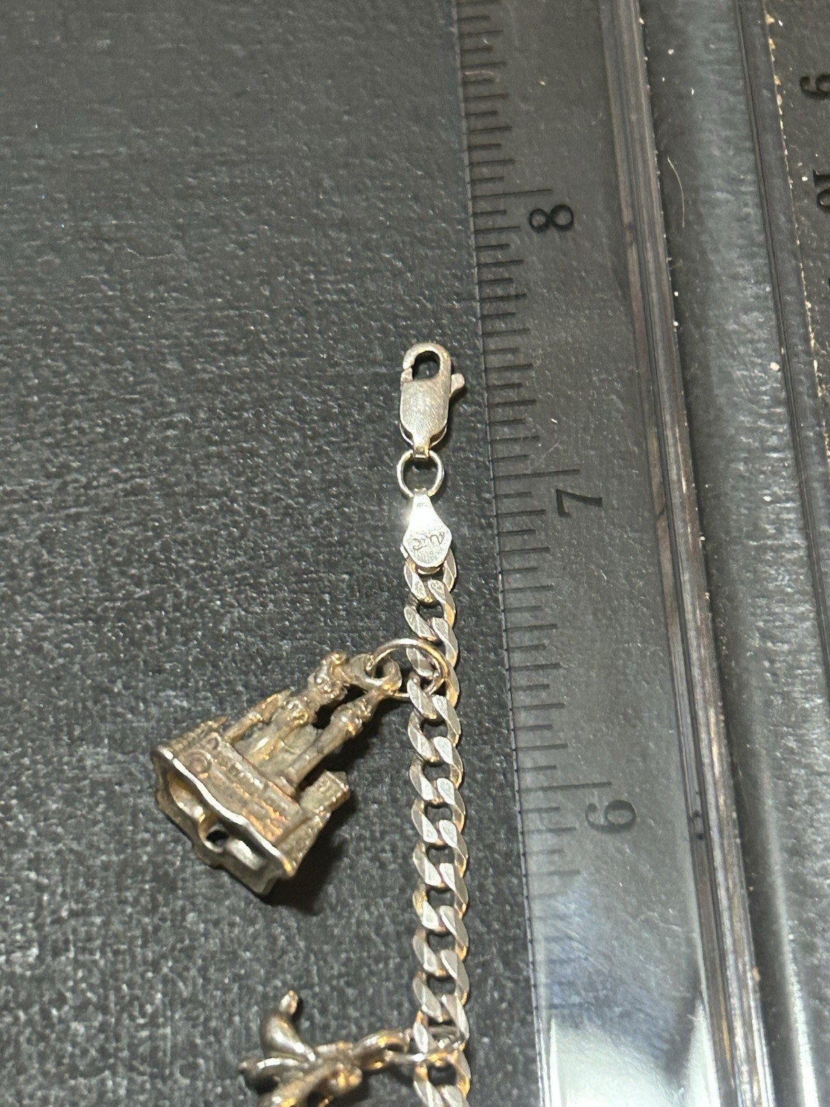 Sterling Silver Walt Disney Production Charm Bracelet 7.5 Inch
