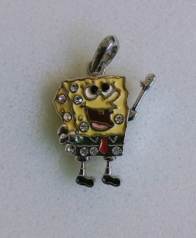 SpongeBob SquarePants Dangling Legs Enamel And Rhinestone Silver Tone Pendant P1