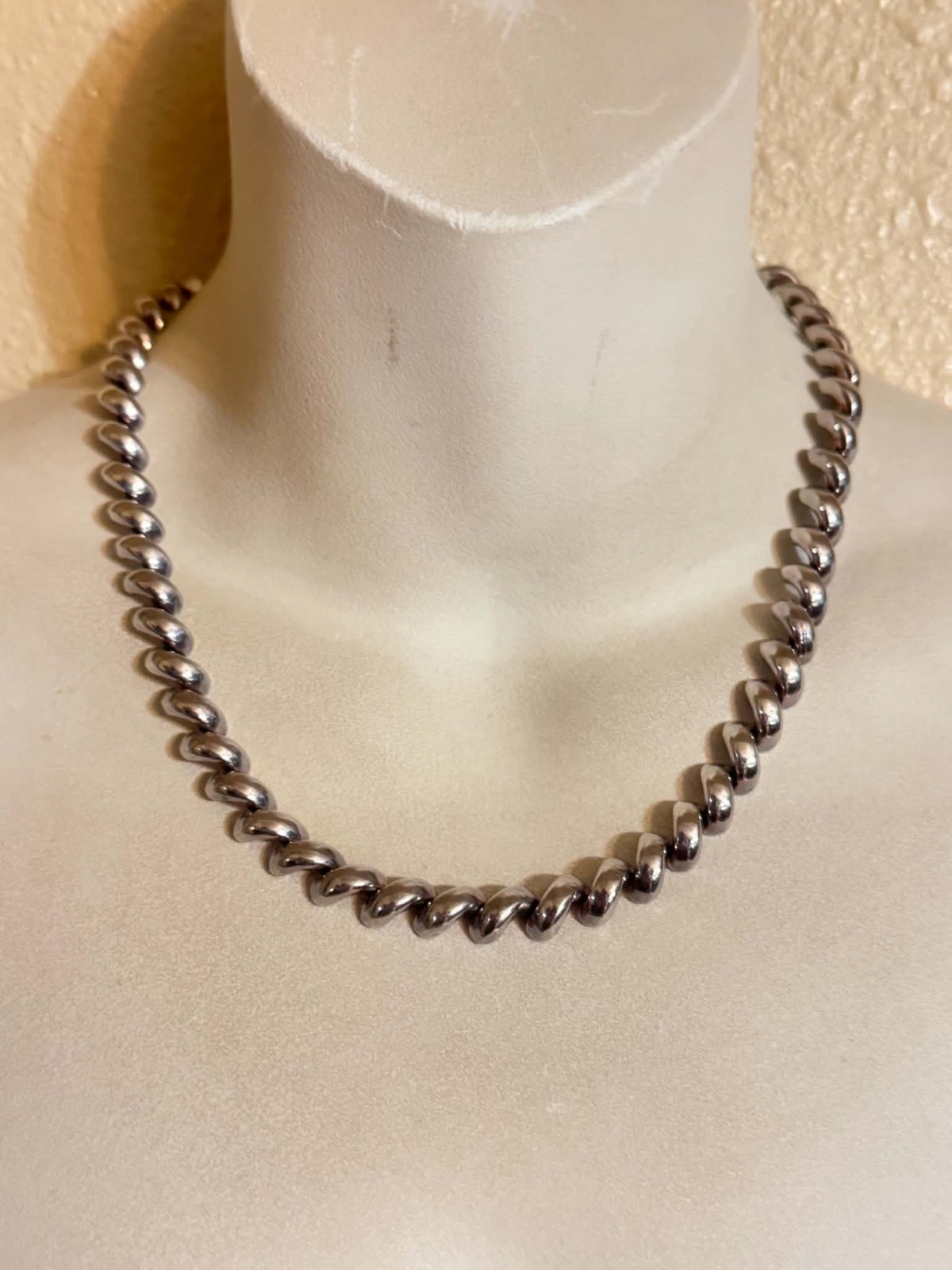 Vintage San Marco 925 Sterling Silver Macaroni Link Chain 19” Necklace 45 Grams