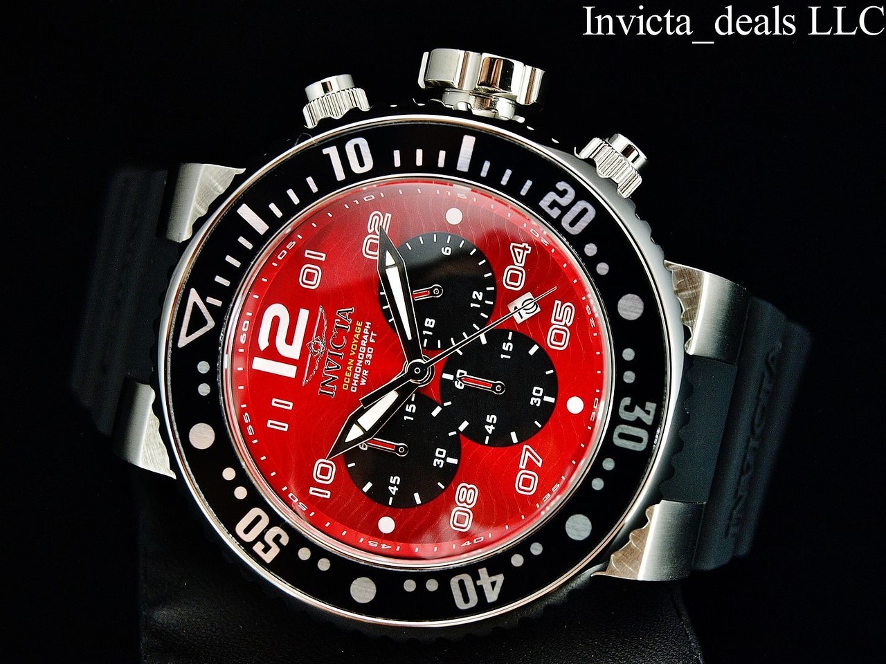 NEW Invicta Men’s 52mm Pro Diver OCEAN VOYAGE Chronograph RED DIAL 300m SS Watch