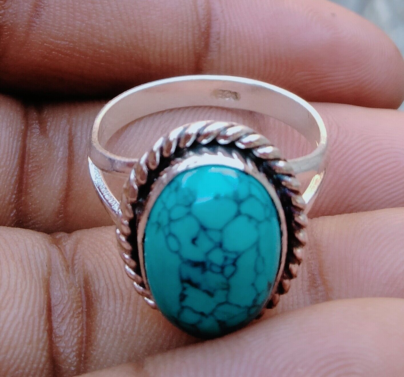 Turquoise 925 Sterling Silver Band& Spinner Ring Handmade ring All Size-U-50