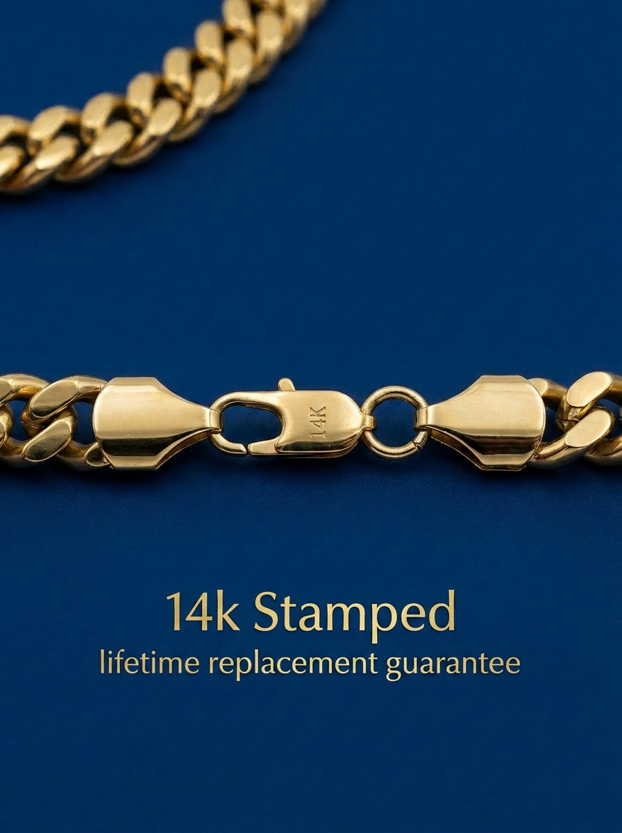 Large Gold CZ Cross Pendant Necklace, 14k Plated, 10mm Cuban Chain Men’s/Women’s