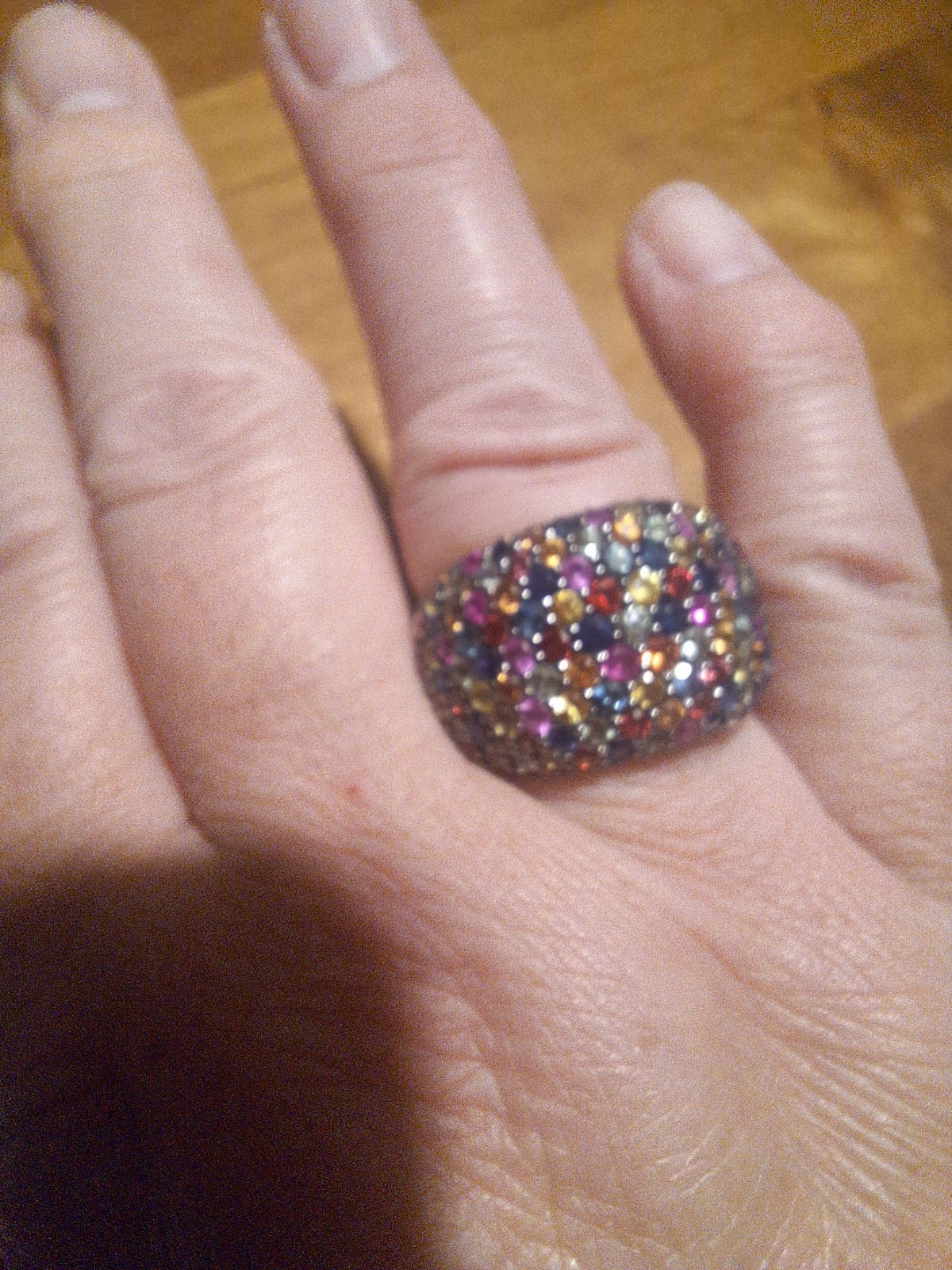 EFFY Splash 925 Sterling Silver Multi-Color Sapphire Pavé Band Ring Size 9