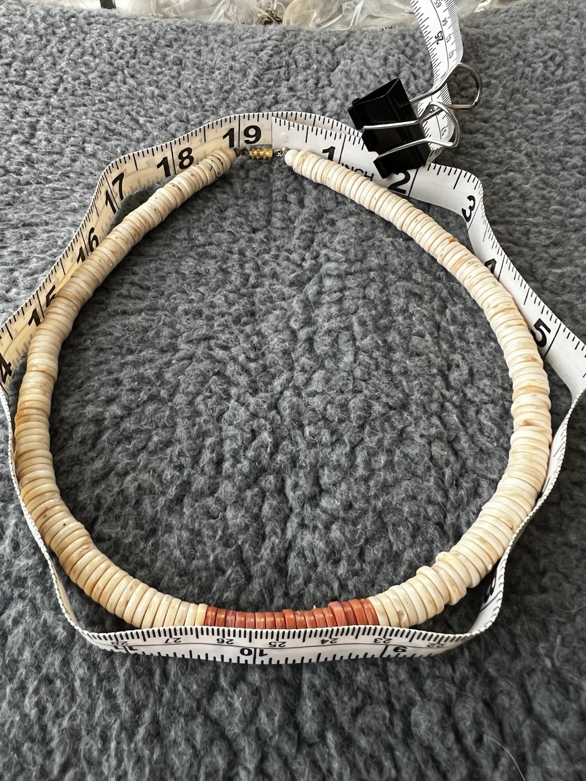 Vintage Heishi Choker Necklace BEACH Shell Disc Beads 18.5 In. 1970 SURFER