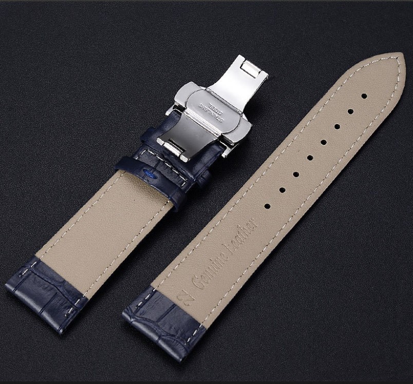 Curved End Leather Watch Band Bracelet Strap Replacement Deployment Clasp Buckle