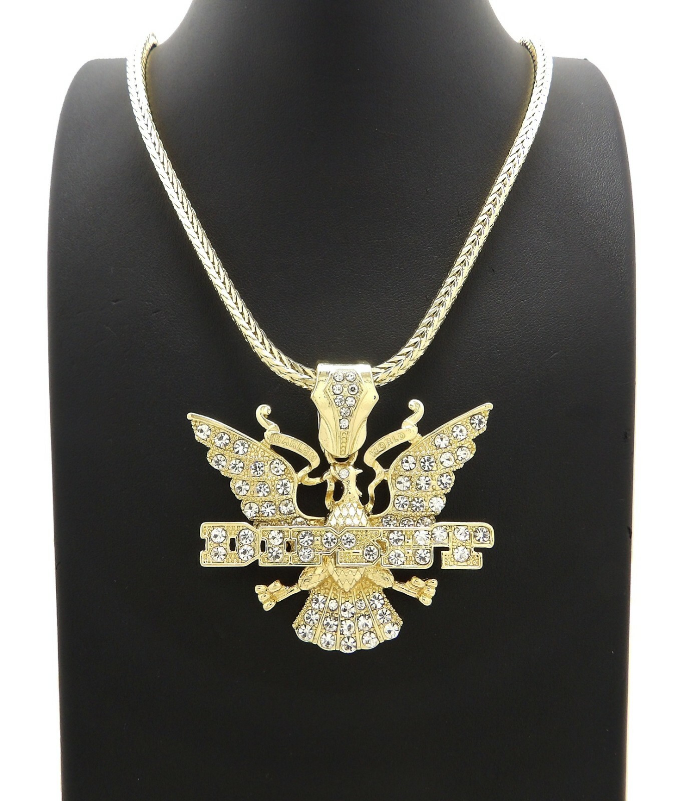 Stone Filled Dipset Pendant 4mm 30″ Brass Franco Chain Hip Hop Necklace RC3701