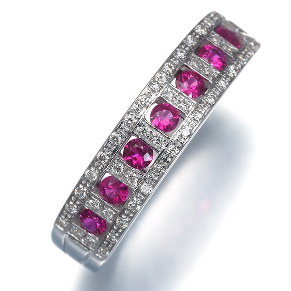 Auth DAMIANI Ring Ruby Diamond Belle Epoque US6-6.25 18K 750 White Gold