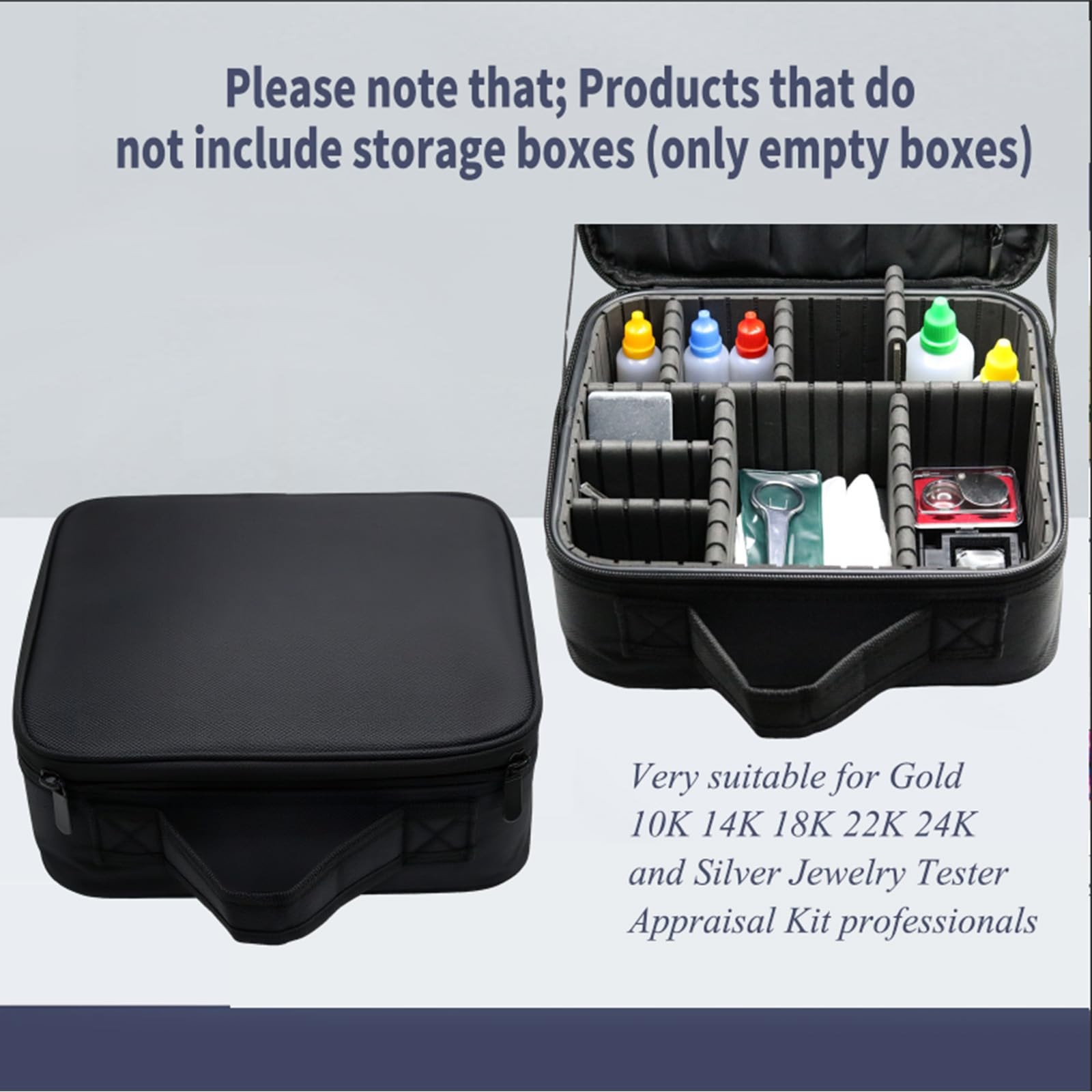 Gold and Silver Jewelry Coin Tester testing kit portable Storage Box (black)