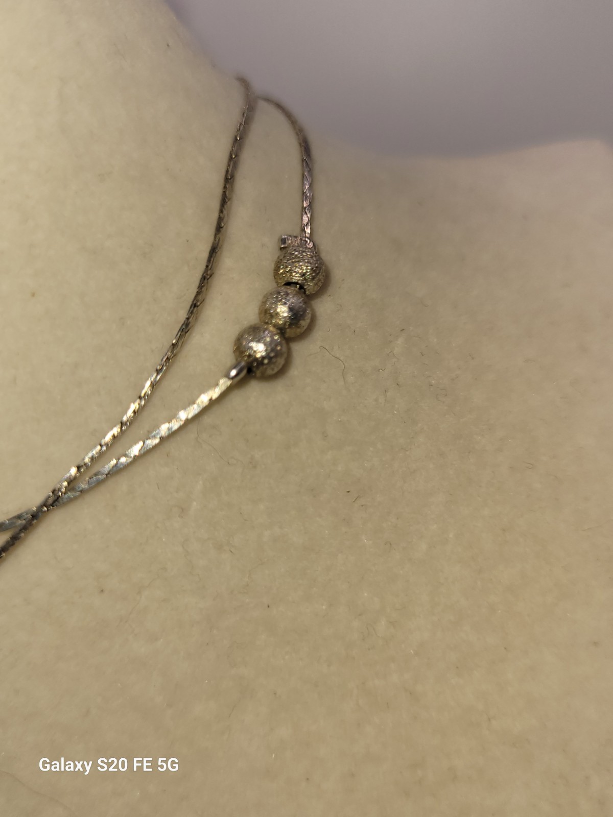 Vintage Sterling Liquid Silver Double Strand Beaded Ankle Bracelet Adjustable